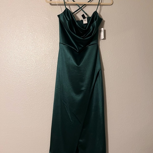 Formal Satin Asymmetrical Midi Dress - Picture 1 of 5